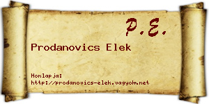 Prodanovics Elek névjegykártya